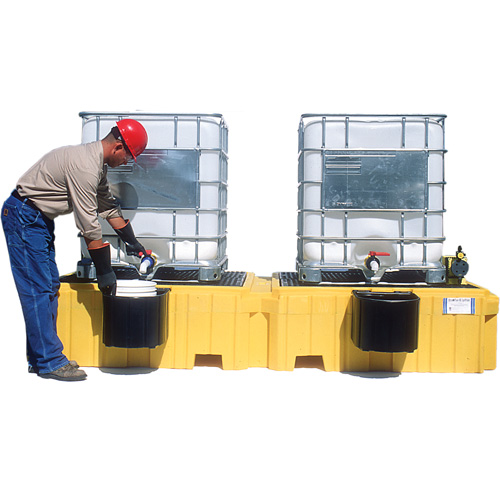 Ultra-Twin IBC Spill Pallet&reg; with Drain, 535 US gal. Spill Capacity, 124.5" x 61.625" x 22" NRZ Safety Inc.
