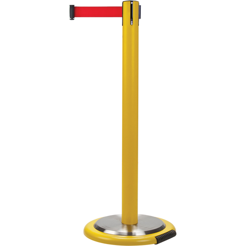 Barri&egrave;res sur pieds pour le contr&ocirc;le des foules, Acier, 35" h, Ruban Rouge, Longueur du ruban 12' NRZ Safety Inc.