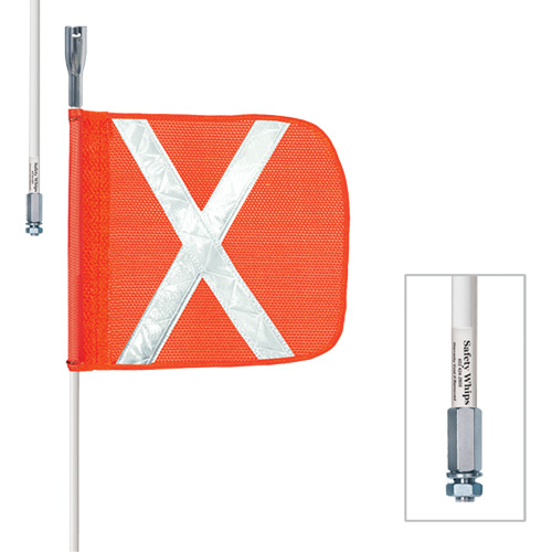 Tiges de s&eacute;curit&eacute; robustes Safety Whip, Fixation Filet&eacute;, Hauteur 5', Orange NRZ Safety Inc.