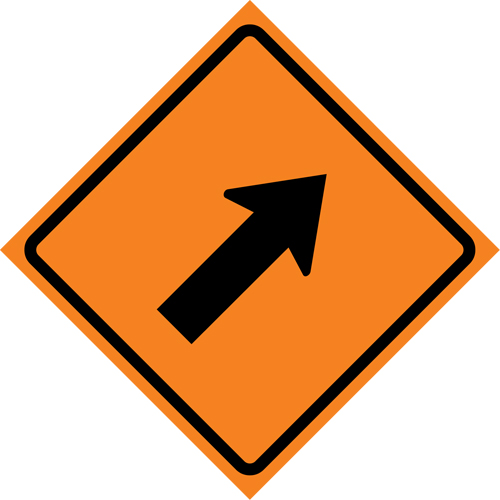 Right Diagonal Arrow Roll-Up Traffic Sign, 36" x 36", Vinyl, Pictogram NRZ Safety Inc.