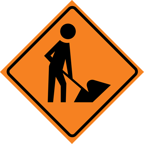 Enseigne enroulable de circulation pr&eacute;sence de travailleurs, 36" x 36", Vinyle, Pictogramme NRZ Safety Inc.