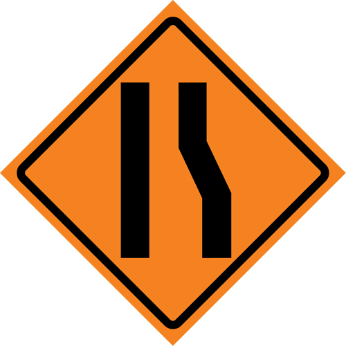Merge Left Roll-Up Traffic Sign, 36" x 36", Vinyl, Pictogram NRZ Safety Inc.
