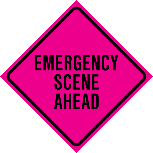 "Emergency Scene Ahead" Roll-Up Traffic Sign, 36" x 36", Vinyl, English NRZ Safety Inc.