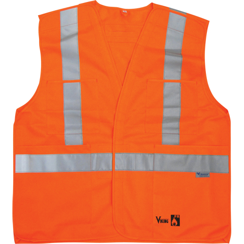 Vestes de s&eacute;curit&eacute; ignifug&eacute;es, Orange haute visibilit&eacute;, Moyen/Petit, Polyester NRZ Safety Inc.