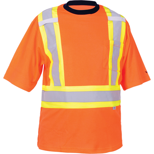 T-shirt de s&eacute;curit&eacute;, Polyester, Moyen, Orange haute visibilit&eacute; NRZ Safety Inc.