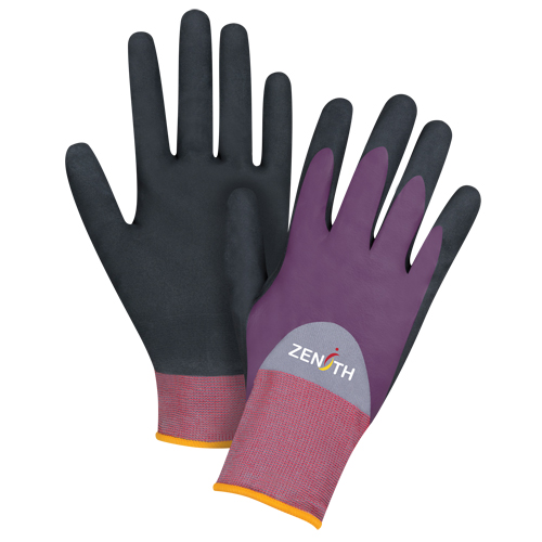 Gants enduits de premi&egrave;re qualit&eacute; ZX-2, 7/Petit, R&ecirc;vetement Nitrile/Mousse de nitrile, Calibre 18, Enveloppe en Nylon NRZ Safety Inc.