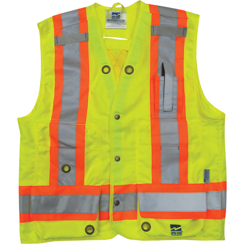 Veste de s&eacute;curit&eacute; pour arpenteur, Jaune lime haute visibilit&eacute;, Petit, Polyester NRZ Safety Inc.
