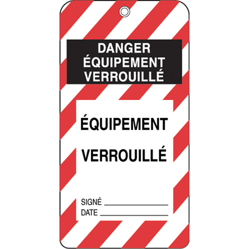 &eacute;tiquettes de verrouillage, Plastique, 3" la x 5-3/4" h, Français NRZ Safety Inc.