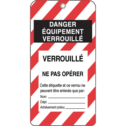 &eacute;tiquettes de verrouillage, Plastique, 3" la x 5-3/4" h, Français NRZ Safety Inc.