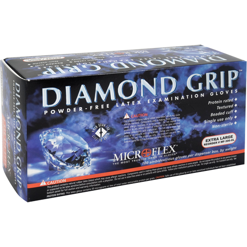 Diamond Grip Examination Gloves, 2X-Large, Latex, 8-mil, Powder-Free, Yellow, Class 2 NRZ Safety Inc.