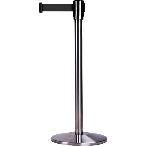 Barri&egrave;res sur pieds pour le contr&ocirc;le des foules, Acier, 35" h, Ruban Noir, Longueur du ruban 7' NRZ Safety Inc.