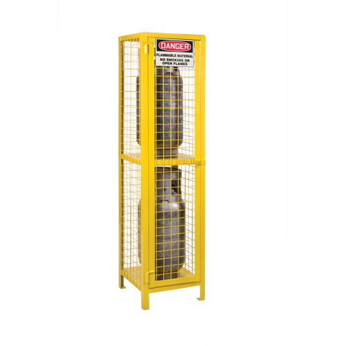 Gas Cylinder Cabinets, 2 Cylinder Capacity, 17" W x 17" D x 69" H, Yellow NRZ Safety Inc.