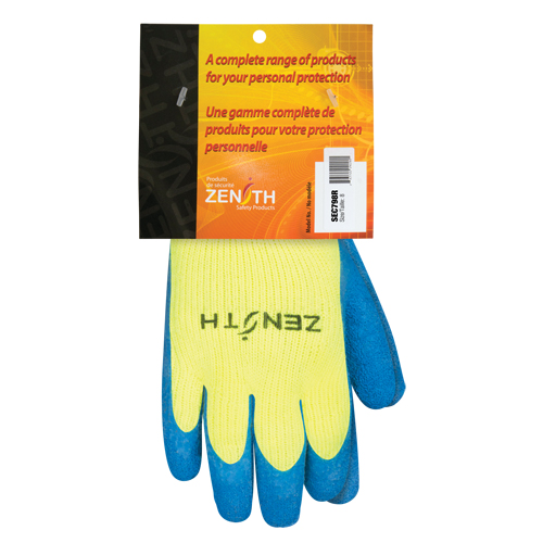 Gants haute visibilit&eacute; doubl&eacute;s d'acrylique de caoutchouc naturel, 8, R&ecirc;vetement Latex de caoutchouc, Calibre 7, Enveloppe en Acrylique NRZ Safety Inc.