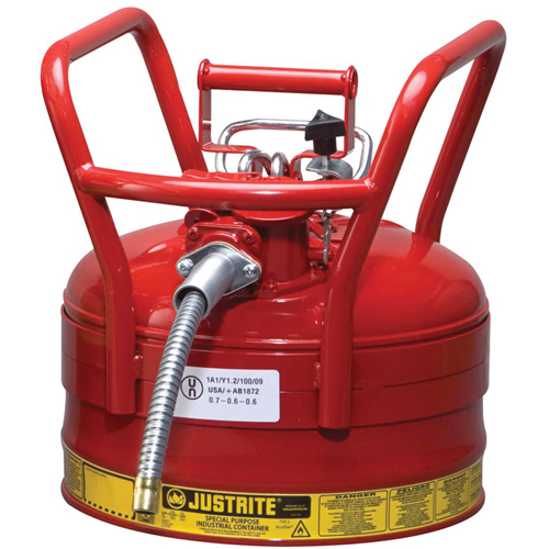 Bidons s&eacute;curitaires D.O.T. de AccuFlow, Type II, Acier, 2,5 gal. US, Rouge, Homologu&eacute; FM NRZ Safety Inc.