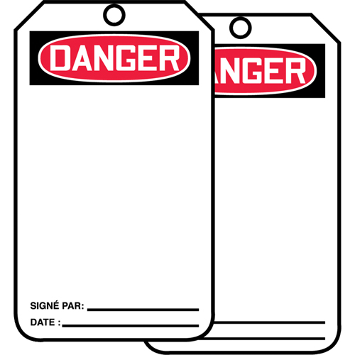 &eacute;tiquettes de s&eacute;curit&eacute; avec ent&ecirc;te vierge, Papier cartonn&eacute;, 3-1/8" la x 5-7/8" h, Français NRZ Safety Inc.