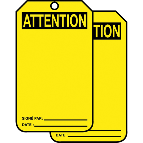&eacute;tiquettes de s&eacute;curit&eacute; en français - &eacute;tiquettes avec ent&ecirc;ge vierge, Papier cartonn&eacute;, 3-1/8" la x 5-7/8" h, Français NRZ Safety Inc.