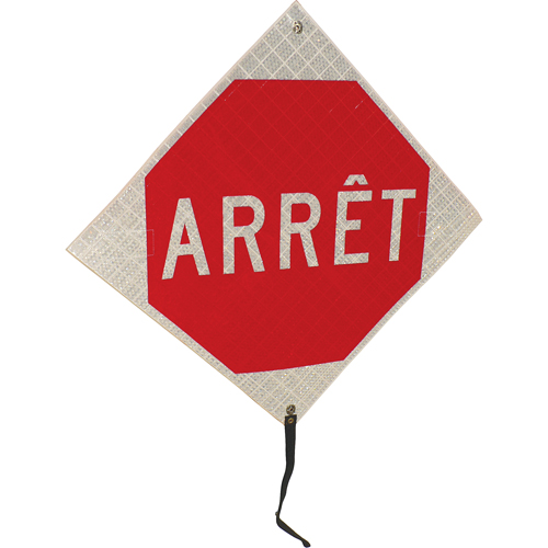 "Arr&ecirc;t" Rolled-Up Traffic Sign, 24" x 24", Vinyl, French NRZ Safety Inc.