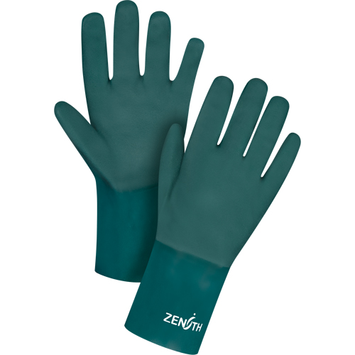 Double Dipped Green Gloves, 12" L, PVC, Cotton Jersey Inner Lining, 70-mil NRZ Safety Inc.