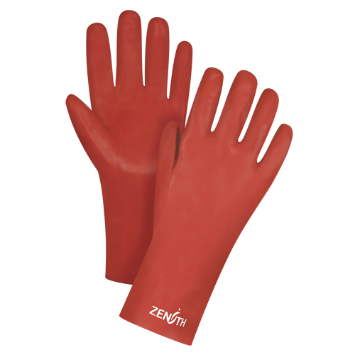 Gants rouges &agrave; fini doux r&eacute;sistants aux produits chimiques, Taille 9, 12" lo, PVC, Doublure en Interlock, 47-mil NRZ Safety Inc.