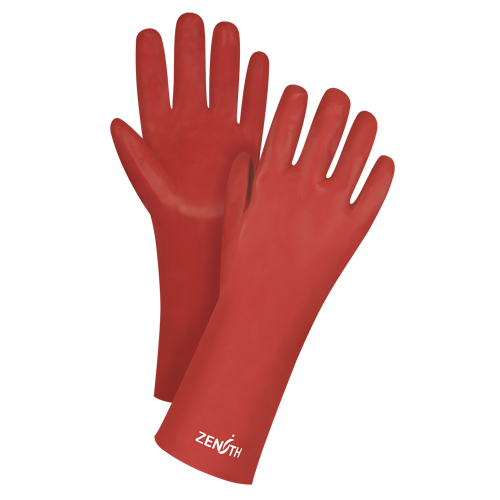 Gants rouges &agrave; fini doux r&eacute;sistants aux produits chimiques, Taille 9, 14" lo, PVC, Doublure en Interlock, 47-mil NRZ Safety Inc.