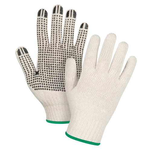 Gants l&eacute;gers tricot&eacute;s &agrave; pois, Poly/coton, Un c&ocirc;t&eacute;, Calibre 7, Moyen NRZ Safety Inc.