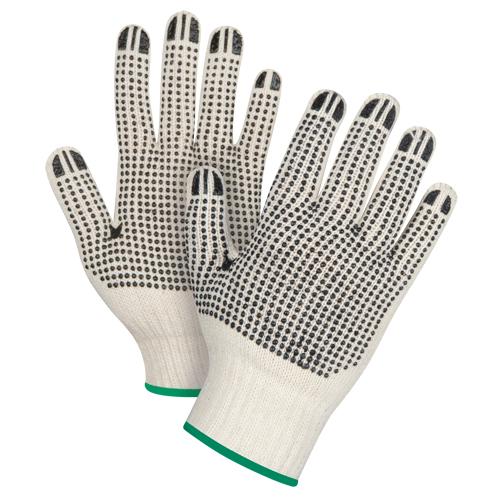 Gants tricot&eacute;s de poids lourd &agrave; deux c&ocirc;t&eacute;s avec pois, Poly/coton, Deux c&ocirc;t&eacute;s, Calibre 7, Moyen NRZ Safety Inc.