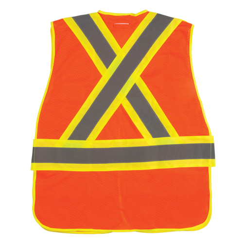 Veste d'arpenteur haute visibilit&eacute;, conforme &agrave; la CSA, Orange haute visibilit&eacute;, Grand, Polyester NRZ Safety Inc.