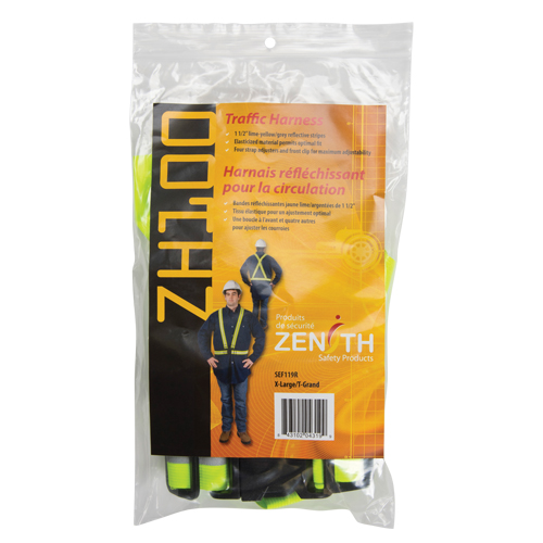 Standard-Duty Safety Harness, High Visibility Lime-Yellow, Silver Reflective Colour, X-Large NRZ Safety Inc.