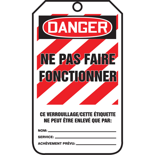 Lockout Tags, Plastic, 3-3/8" W x 5-5/8" H, French NRZ Safety Inc.