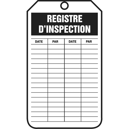 &eacute;tiquettes de s&eacute;curit&eacute; d'inspection et de contr&ocirc;le de l'&eacute;tat de l'&eacute;quipement, Papier cartonn&eacute;, 3-1/8" la x 5-7/8" h, Français NRZ Safety Inc.
