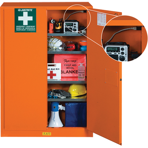 Emergency Preparedness Storage Cabinets, Steel, 4 Shelves, 65" H x 43" W x 18" D, Orange NRZ Safety Inc.