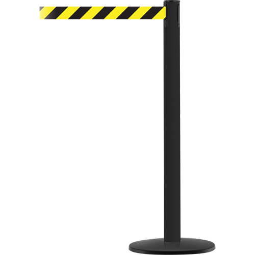 Advance TensaBarrier&reg; Barrier Post, Steel, 36" H, Black/Yellow Tape, 7.5' Tape Length NRZ Safety Inc.