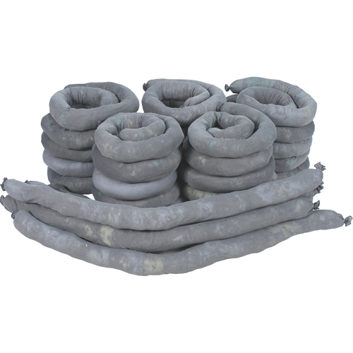 Remblais tubulaires absorbants, Universel, Absorption 50 gal., 3" la x 4' lo, Pqt de 30 NRZ Safety Inc.