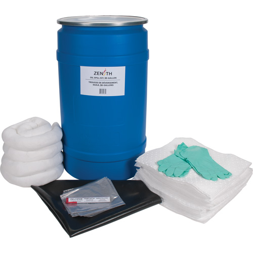 Shop Spill Kit, Oil Only, Drum, 30 US gal. Absorbancy NRZ Safety Inc.
