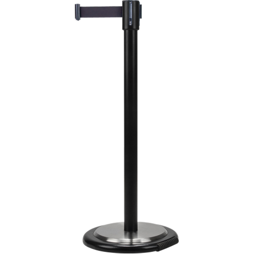 Barri&egrave;res sur pieds pour le contr&ocirc;le des foules, Acier, 35" h, Ruban Noir, Longueur du ruban 12' NRZ Safety Inc.