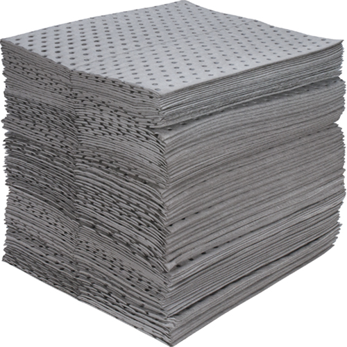 Industrial-Grade Fine Fibre Sorbent Pads, Universal, 15" x 17", 40 gal. Absorbancy NRZ Safety Inc.