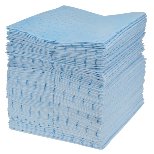Feuilles absorbantes bleues li&eacute;es de premi&egrave;re qualit&eacute;, Huile seulement, 15" x 17", 25 gal. d'absorption NRZ Safety Inc.