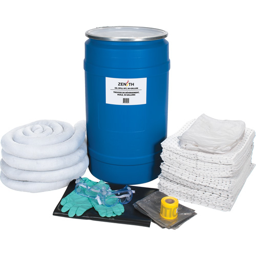 Trousse de lutte contre les d&eacute;versements de premi&egrave;re qualit&eacute;, Huile seulement, Baril, Absorbance de 30 gal. US NRZ Safety Inc.
