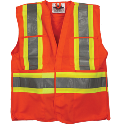 Veste de s&eacute;curit&eacute; pour arpenteur, Orange haute visibilit&eacute;, 4T-Grand/5T-Grand, Polyester NRZ Safety Inc.