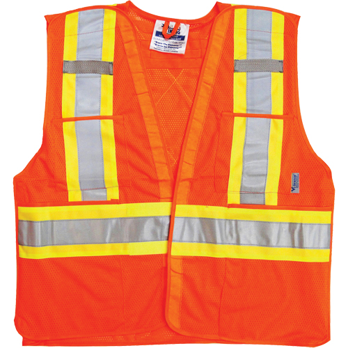 Vestes de s&eacute;curit&eacute; pour la circulation, Orange haute visibilit&eacute;, Grand/T-Grand, Polyester NRZ Safety Inc.