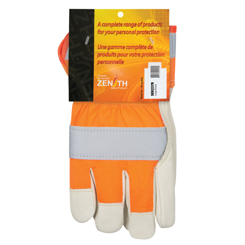 Gants d'ajusteur &agrave; chaleur sup&eacute;rieure orange haute visibilit&eacute;, Grand, Paume en Cuir fleur de vache, Doublure en Thinsulate NRZ Safety Inc.