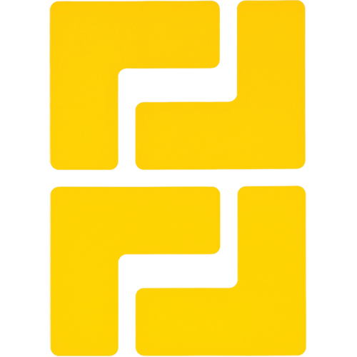 Floor Corner Marks, L, 5" L x 2" W, Yellow, Polyester NRZ Safety Inc.