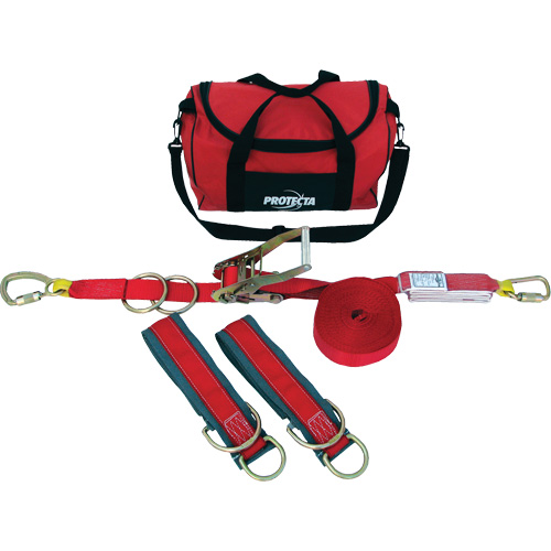 Syst&egrave;me de corde de s&eacute;curit&eacute; horizontale temporaire PRO-Line, 60', Sangles, Pivotant NRZ Safety Inc.