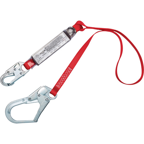 Shock-Absorbing Lanyard, 4', Snap Hook Center, Rebar Hook Leg Ends, Polyester NRZ Safety Inc.