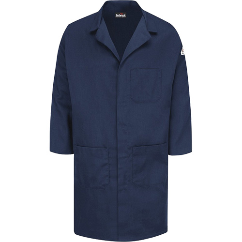 Excel FR&reg; ComforTouch&reg; Lab Coat, Cotton, Medium, Navy Blue NRZ Safety Inc.