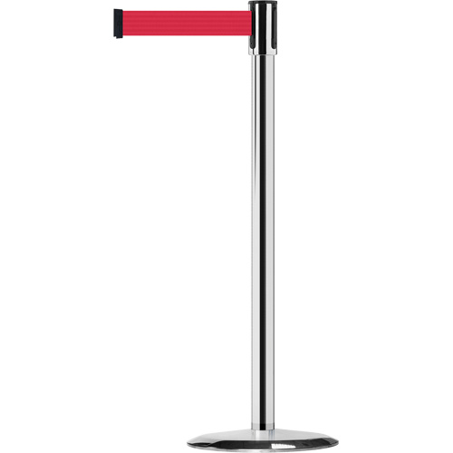 Montant pour barri&egrave;re Slimline TensaBarrier, Acier, 38" h, Ruban Rouge, Longueur du ruban 7,5' NRZ Safety Inc.