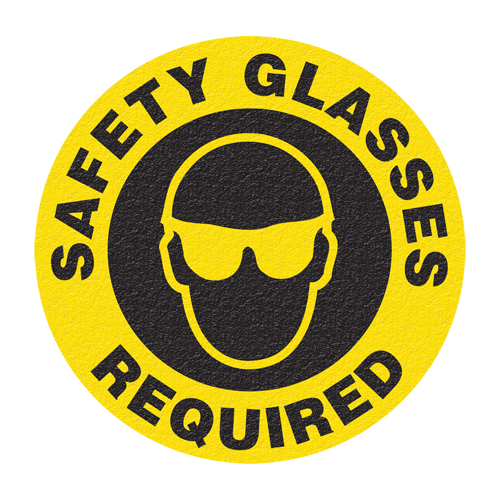 "Safety Glasses" Floor Sign, Adhesive, English with Pictogram NRZ Safety Inc.