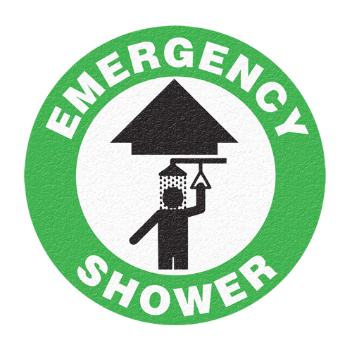"Emergency Shower" Floor Sign, Adhesive, English with Pictogram NRZ Safety Inc.