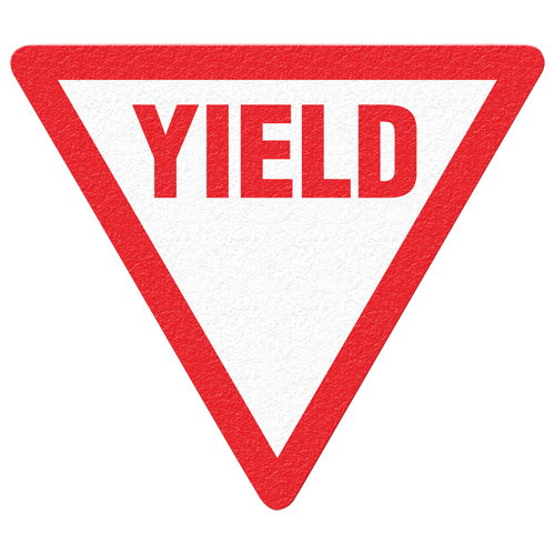 Panneau de signalisation au sol  Yield , Adh&eacute;sif, Anglais avec pictogramme NRZ Safety Inc.