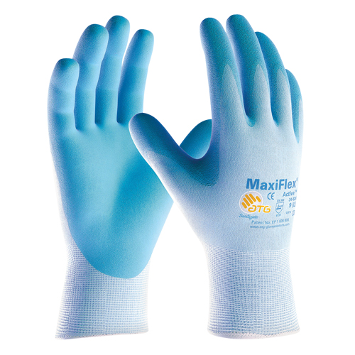 Gants enduits ultra l&eacute;gers MaxiFlex ATG, 6/T-petit, R&ecirc;vetement Mousse de nitrile, Calibre 15, Enveloppe en Nylon NRZ Safety Inc.